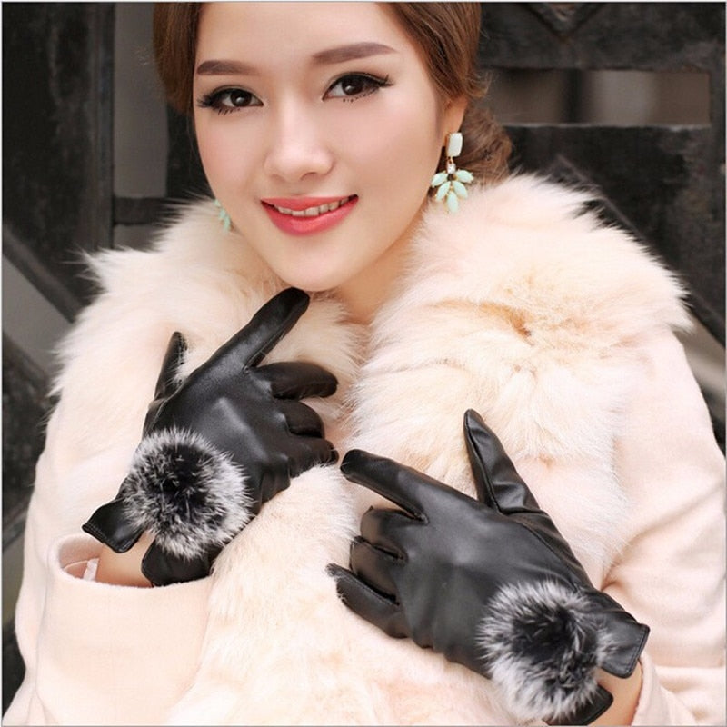 Chic Women Leather Gloves